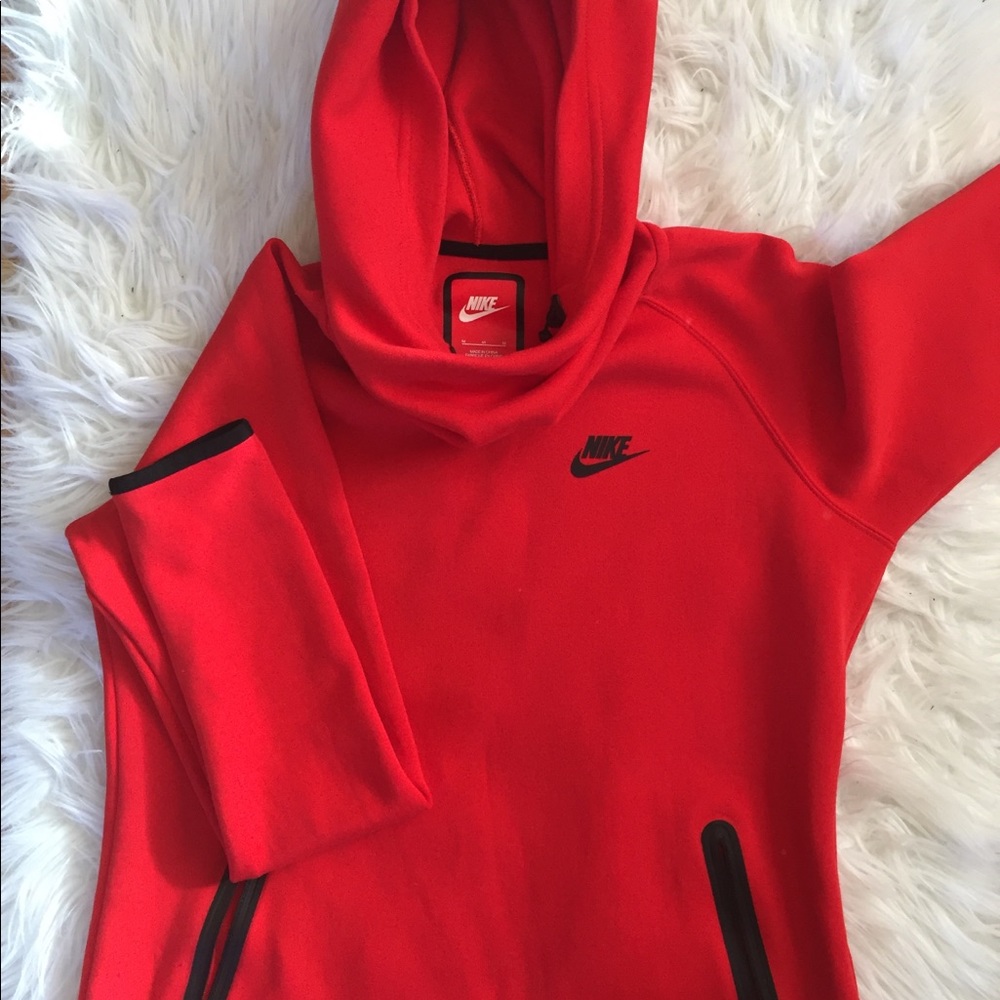Red Nike Cowl Neck Hoodie